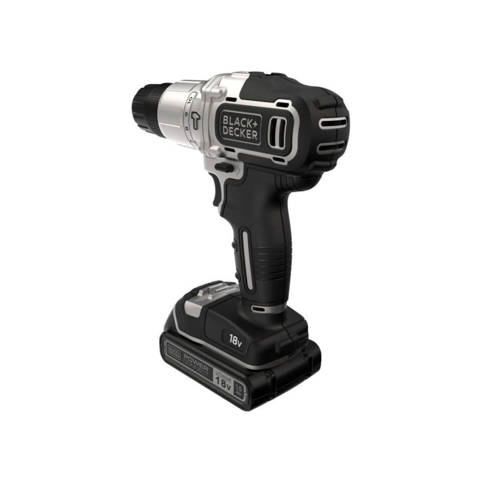 Black&Decker Silver Çift Akülü Darbeli Matkap Seti 18V 2x1.5 Amper BDCHD18SC2K-QW