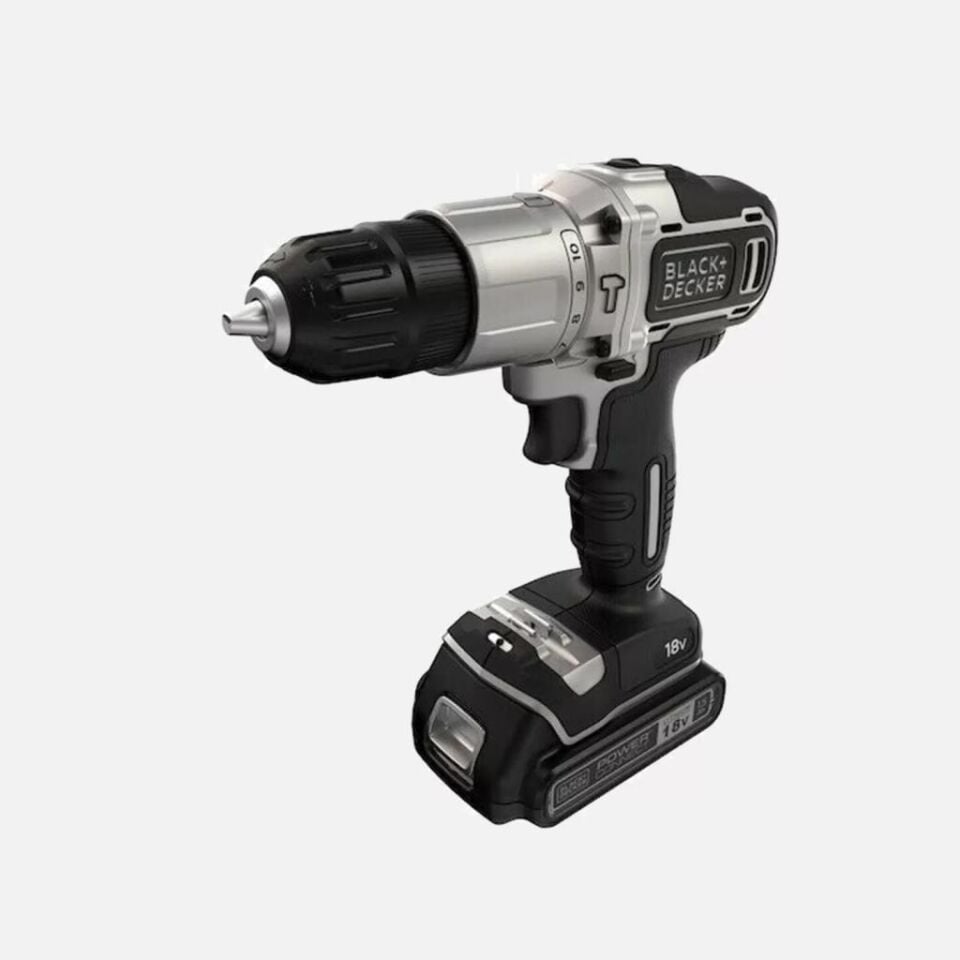 Black&Decker Silver Çift Akülü Darbeli Matkap Seti 18V 2x1.5 Amper BDCHD18SC2K-QW