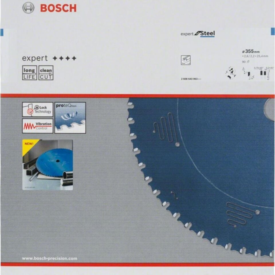 Bosch Expert For Steel 355 x 25.40mm 90 Diş Daire Testere Bıçağı 2608643063