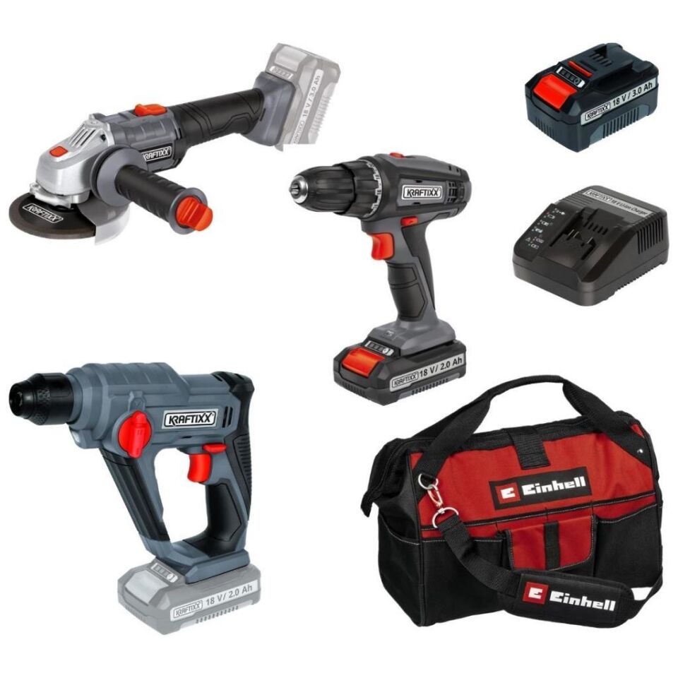 Kraftixx by Einhell Akülü Kırıcı Taşlama Vidalama Set