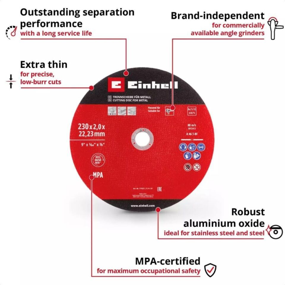 Einhell İnox Kesici Disk 230x2mm 3 Adet 49711523