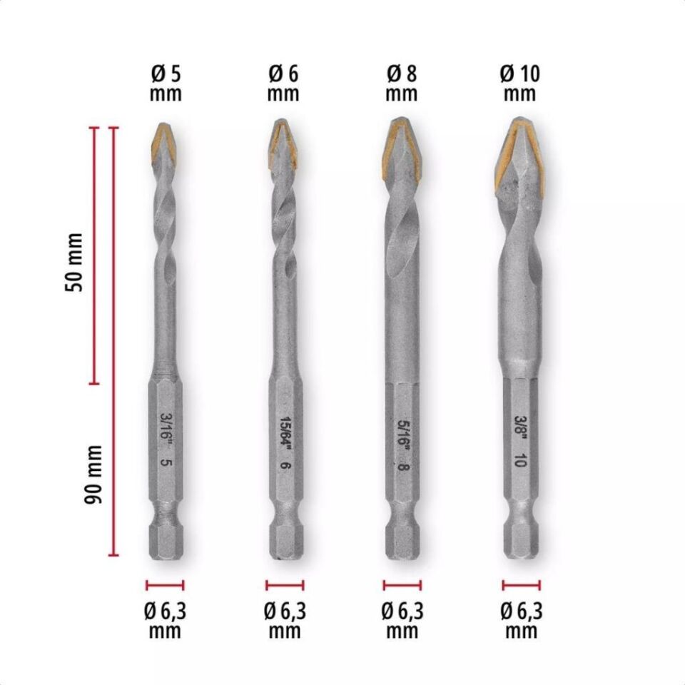 Einhell XS-CASE 4 Parça TCT Karbür Fayans Matkap Ucu Seti 49051404