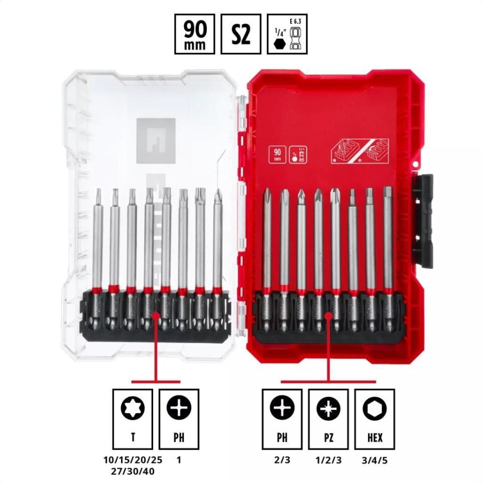 Einhell M-CASE 16 Parça Vidalama Bits Uç Seti 90mm 49118973