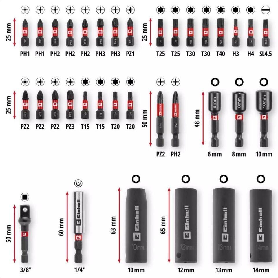 Einhell M-CASE 35 Parça Darbeli Matkap Ucu ve Lokma Anahtar Seti 49109230