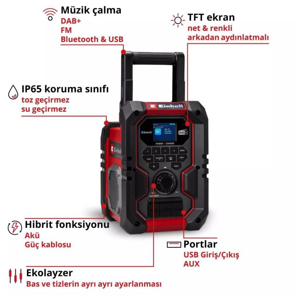 Einhell TE-CR 18 Li DAB+/FM/BT Solo Akülü Radyo 3407995