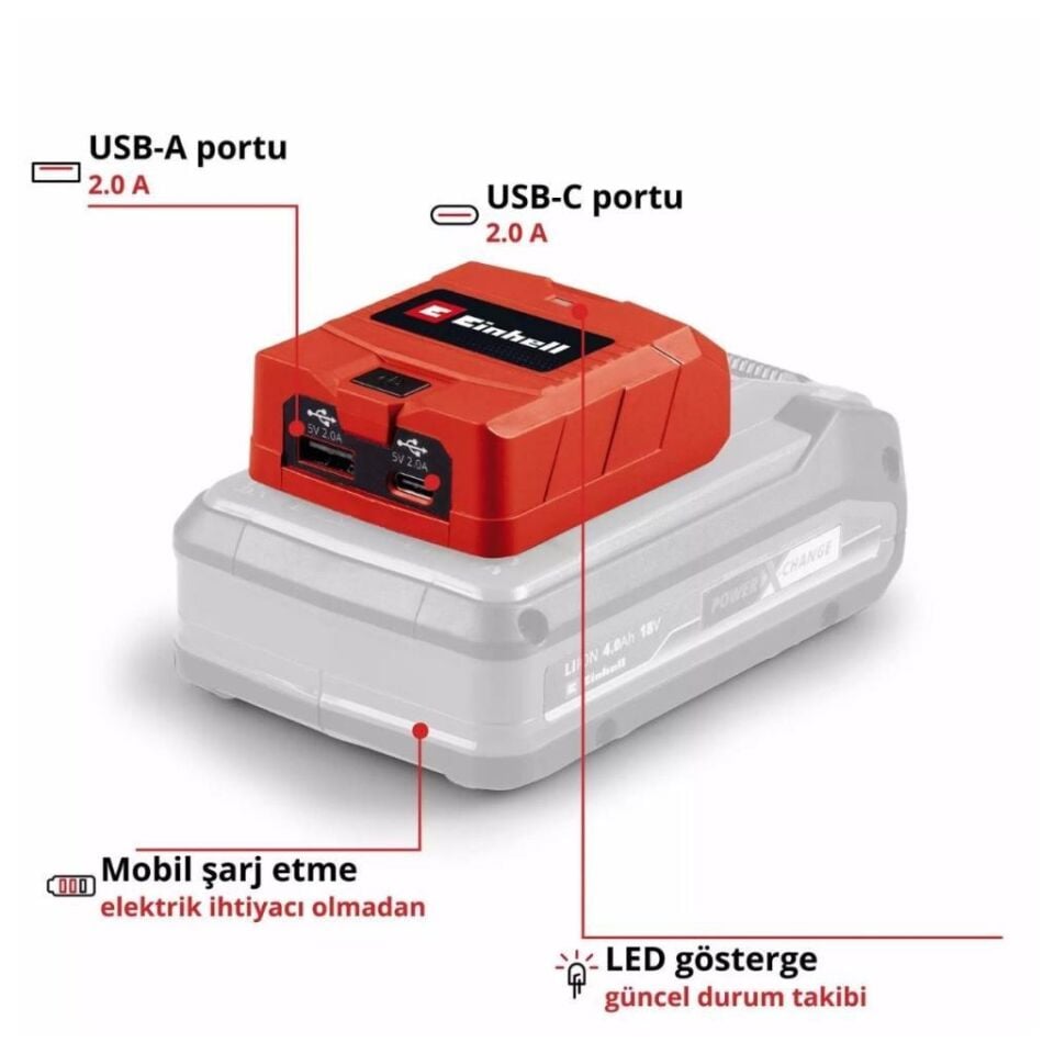Einhell TC-CP 18 Li Solo Akülü Mobil USB Şarj Cihazı 4514148