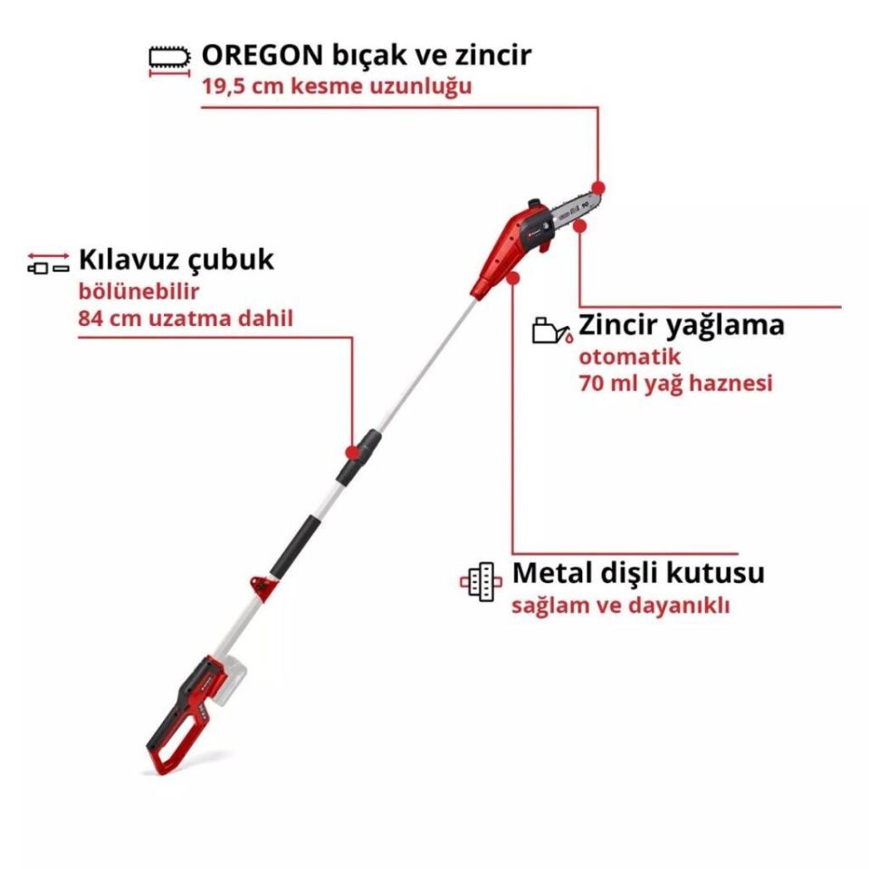 Einhell GC-LC 18/20 Li T Solo Akülü Yüksek Dal Budama 3410581