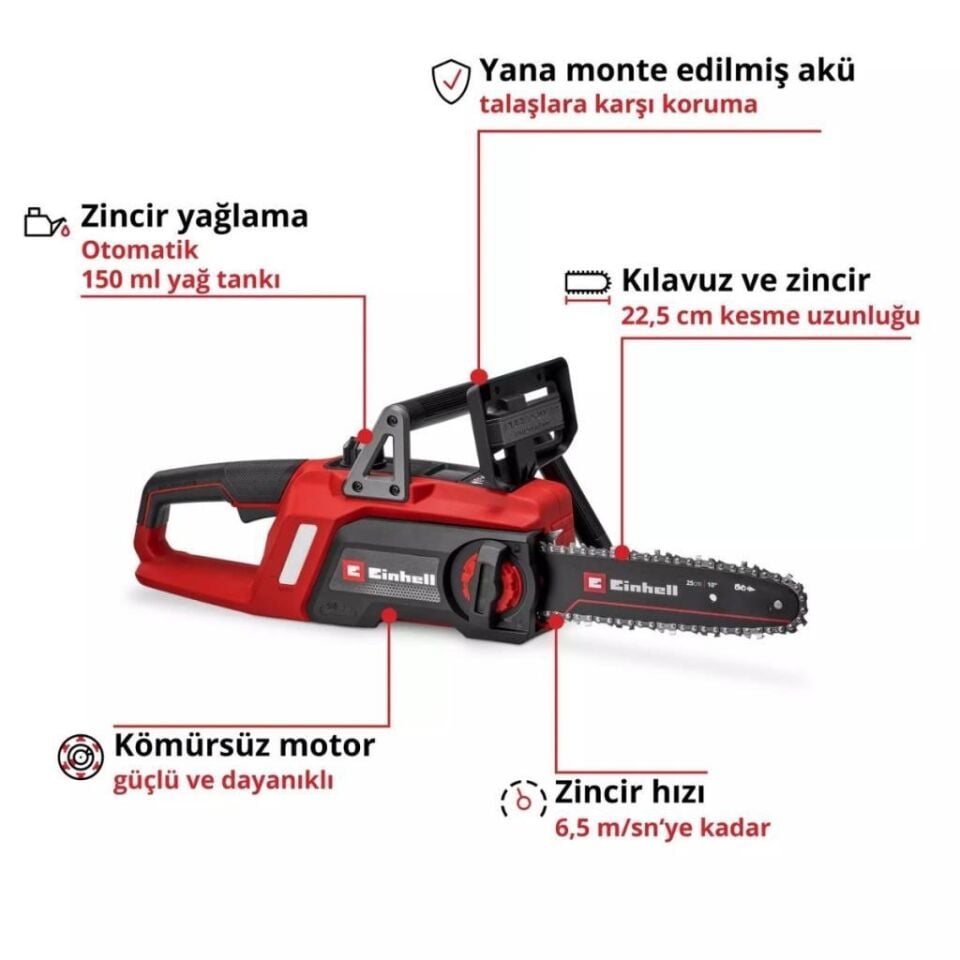Einhell GE-LC 18/25 Li Solo Akülü Ağaç Kesme 4501761