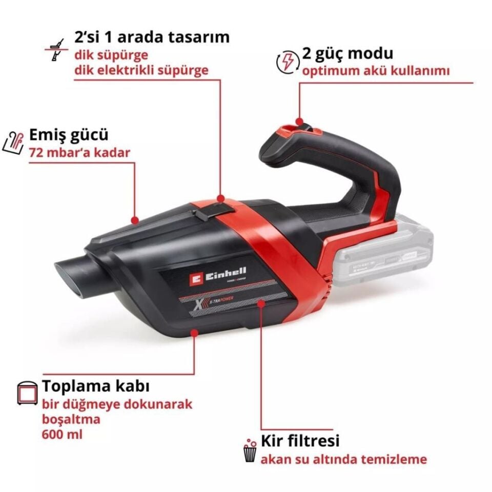 Einhell TE-HV 18/06 Li Solo Akülü El Süpürge 2347190