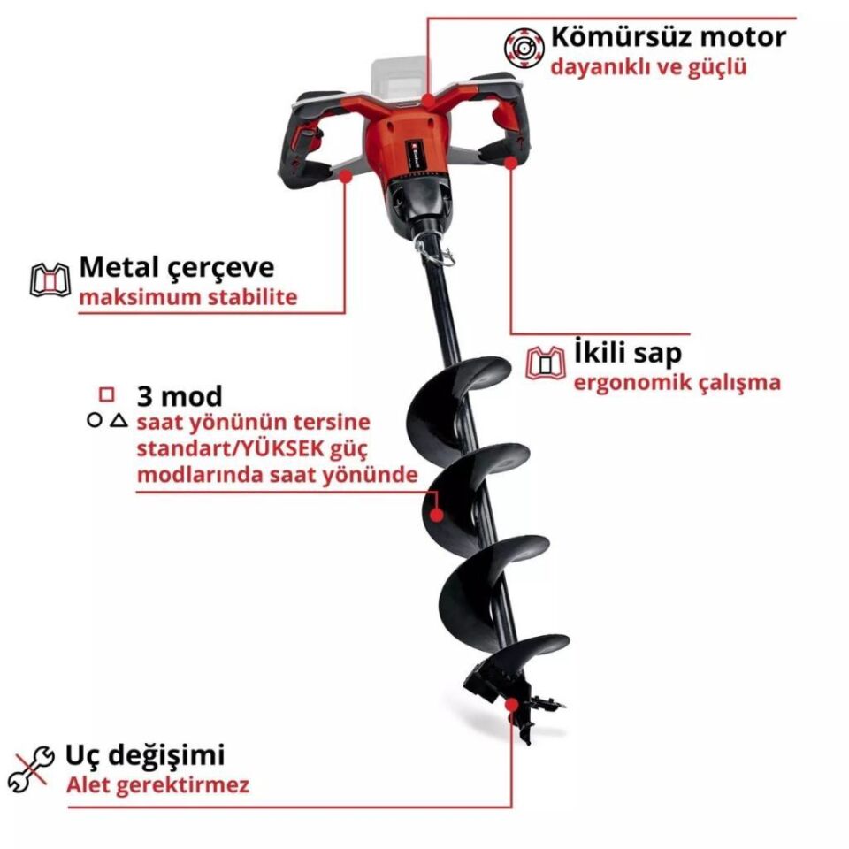 Einhell GP-EA 18/150 Li BL Solo Akülü Toprak Burgu Makinesi 3437000