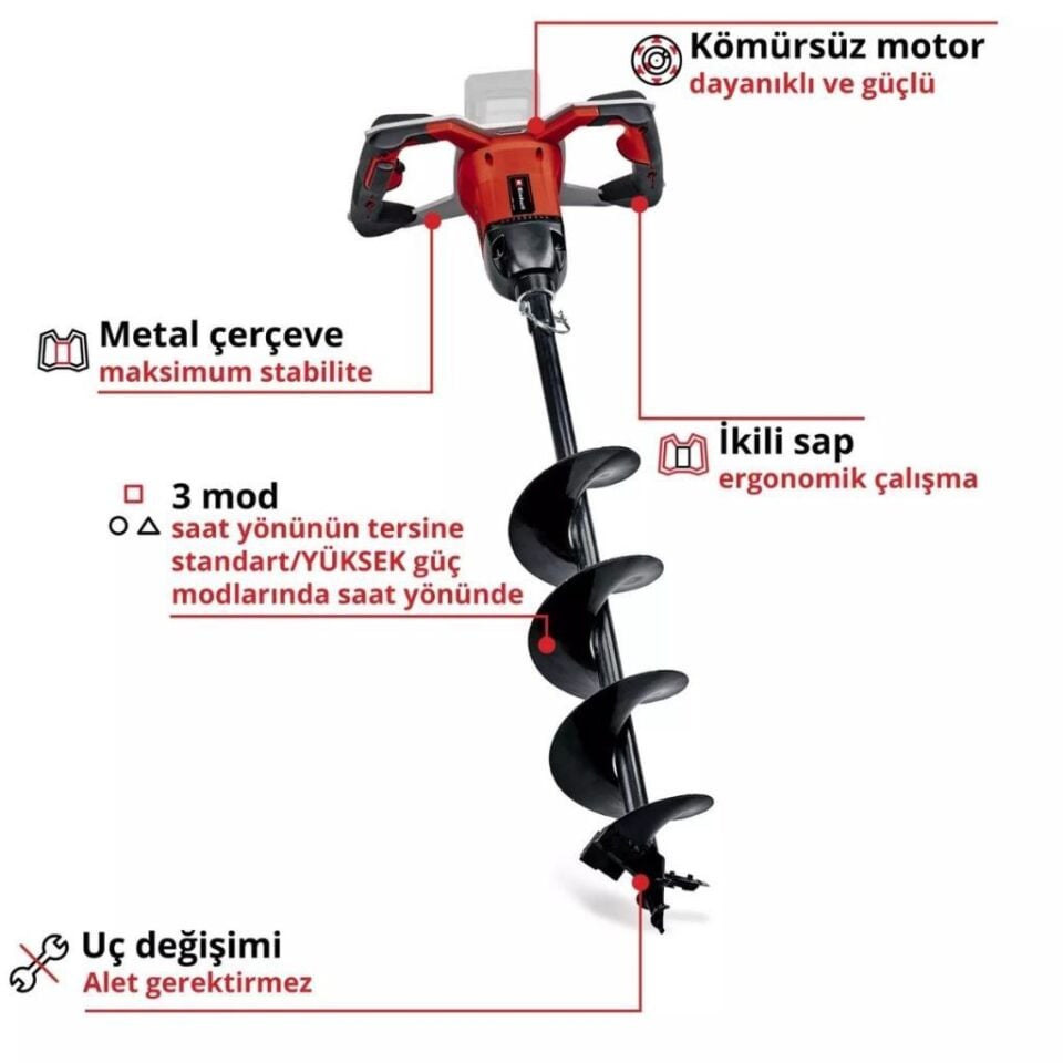 Einhell GP-EA 18/150 Li BL Solo Akülü Toprak Burgu Makinesi 3437000