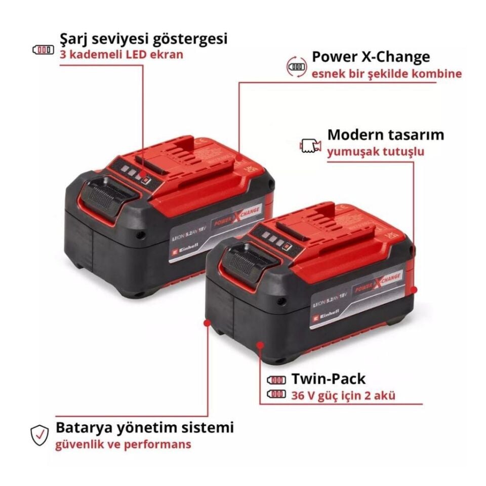 Einhell 2x18V 5,2 Ah Power-X-Change Twinpack Akü 4511526