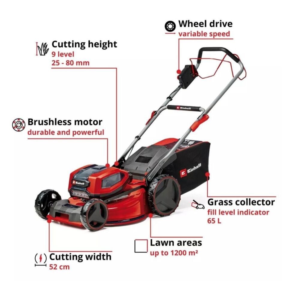 Einhell GP-CM 36/52 S Li BL (4x5,2 Ah) Akülü Çim Biçme Makinesi 3413320