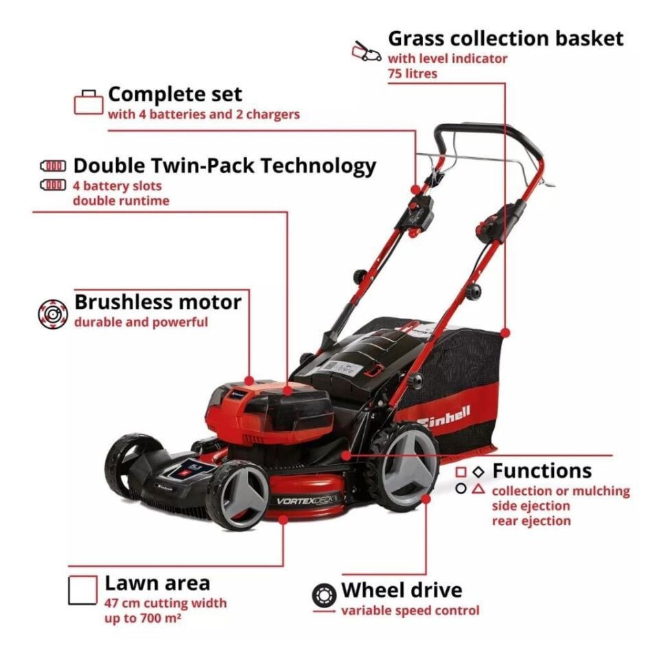 Einhell GP-CM 36/47 S HW Li (4x4,0 Ah) Akülü Çim Biçme Makinesi 3413200