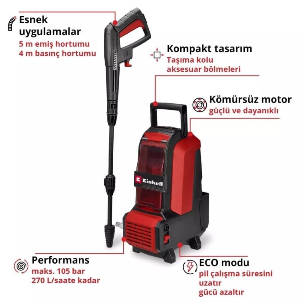 Einhell Hypresso 36/105 Akülü Yüksek Basınçlı Yıkama Makinası 4140160