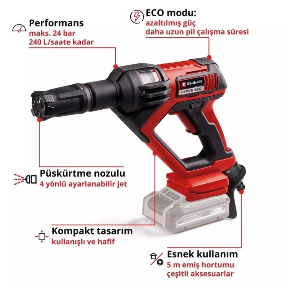 Einhell HYPRESSO 18/24-1 Akülü Yüksek Basınçlı Yıkama Tabancası 4140135