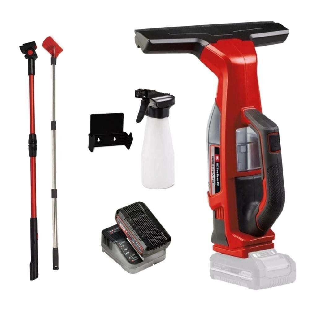 Einhell BRILLIANTO Akülü Teleskobik Uzatmalı Cam Temizleme Makinesi 1x2,5Ah 3437100