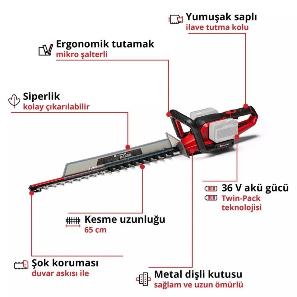 Einhell GE-CH 36/65 Li Solo Akülü Çit Budama Makinesi 3410960