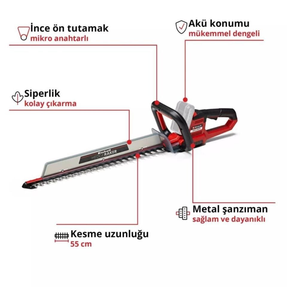 Einhell ARCURRA 18/55 Solo Akülü Çit Budama Makinesi 3410920