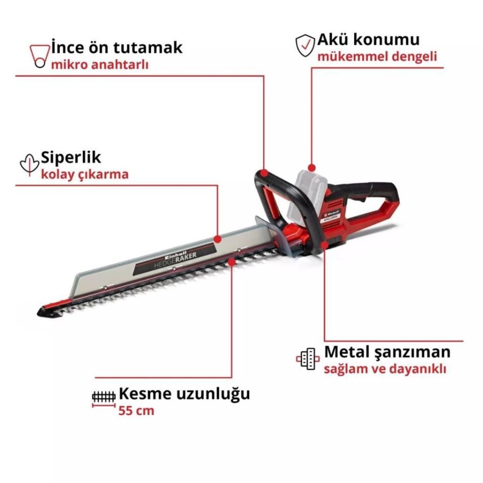 Einhell ARCURRA 18/55 Solo Akülü Çit Budama Makinesi 3410920
