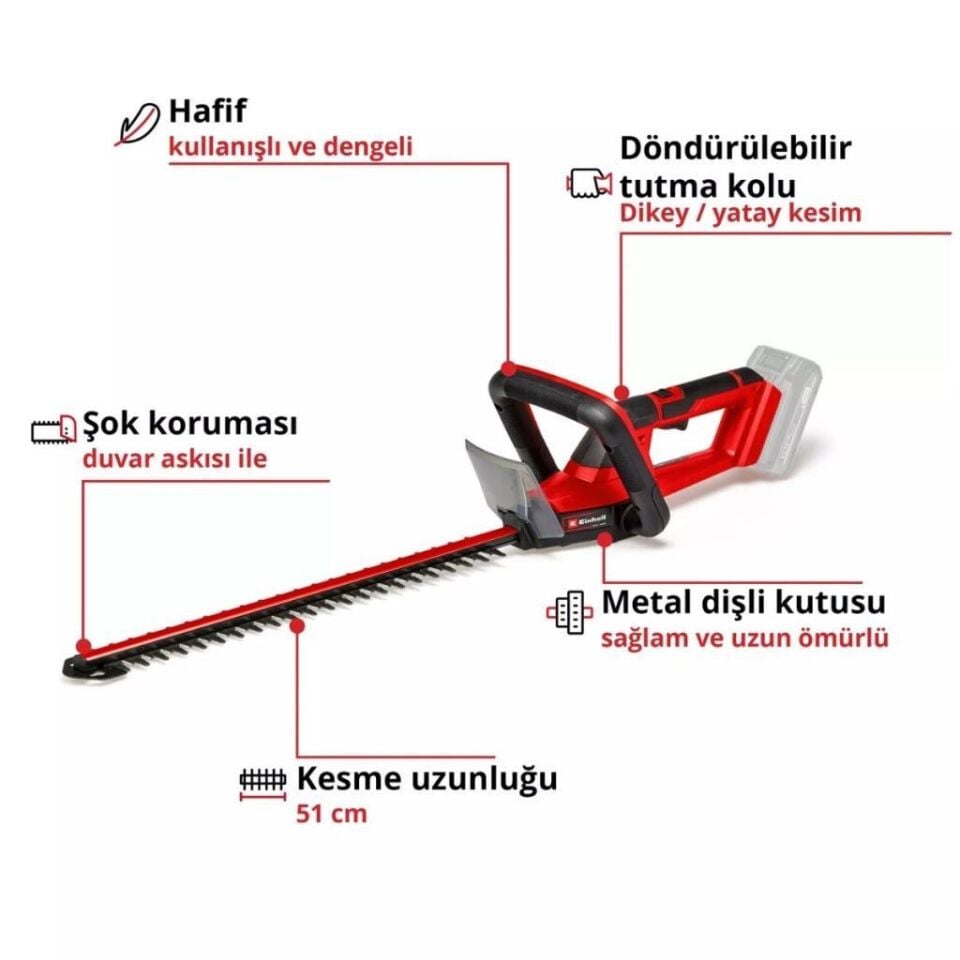 Einhell GC-CH 18/50 Li Solo Akülü Çit Budama 3410945