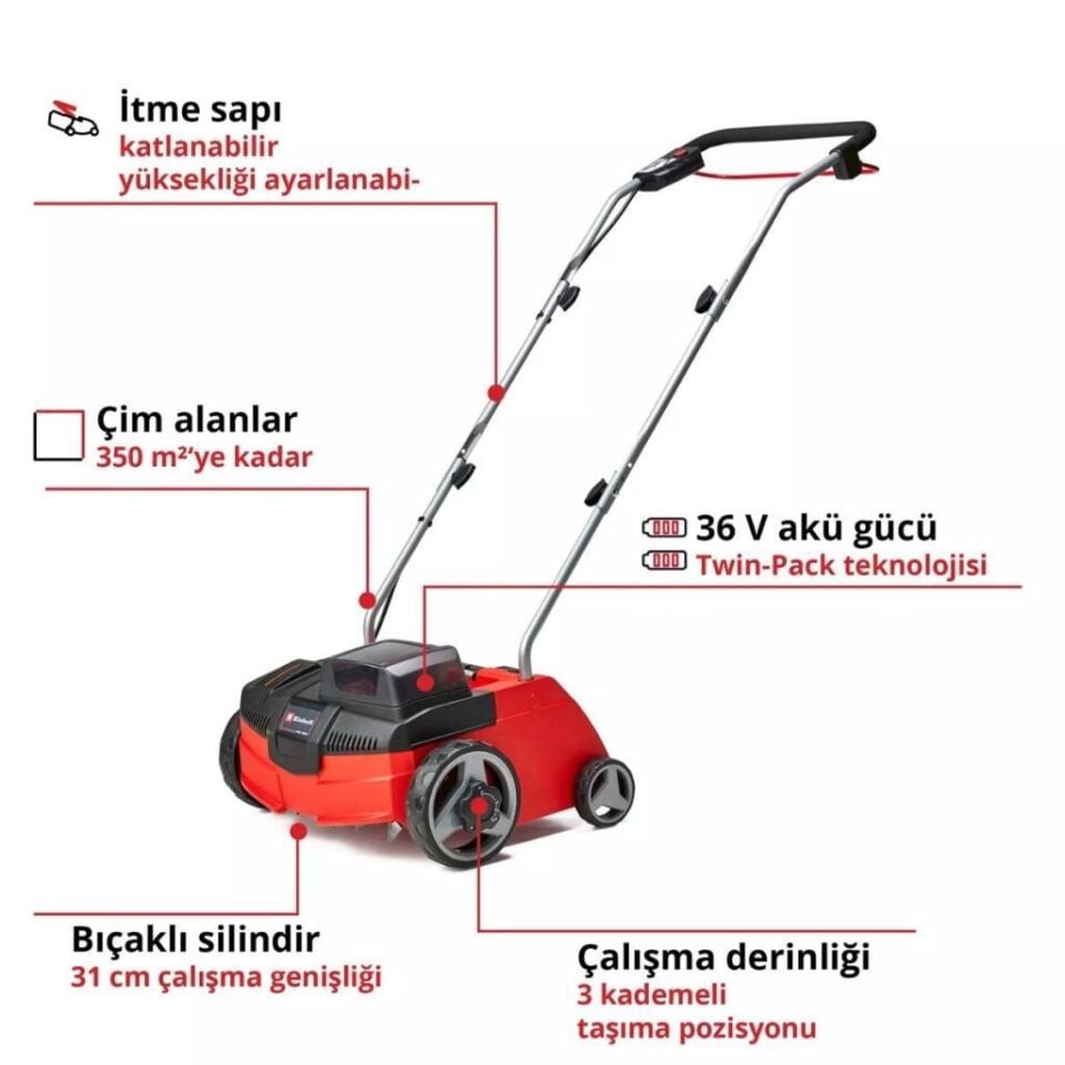 Einhell GC-SC 36/31 Li Solo Akülü Çim Havalandırma 3420660