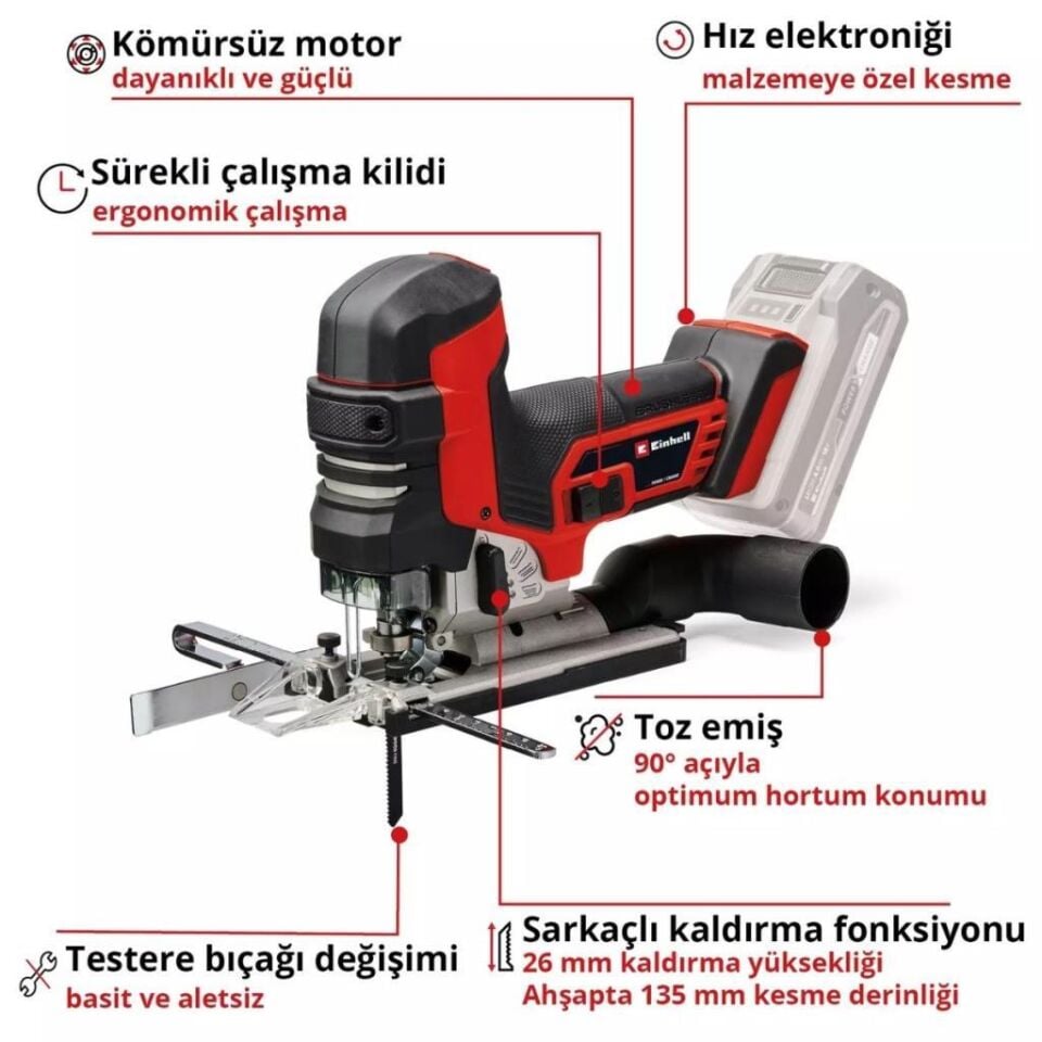 Einhell TP-JST 18/135 Li BL Solo Akülü Dekupaj Testere 4321265