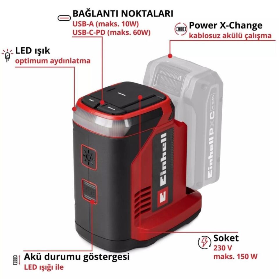 Einhell TC-ES 18/150/1 Li Solo Akülü Enerji İstasyonu 1091320