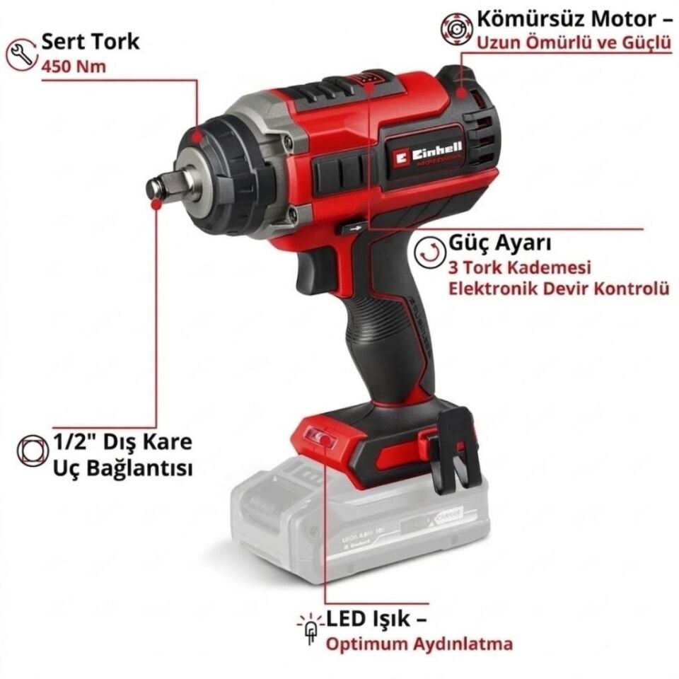 Einhell IMPAXXO 18/450 S-FS Solo Akülü Darbeli Somun Sıkma 4510072