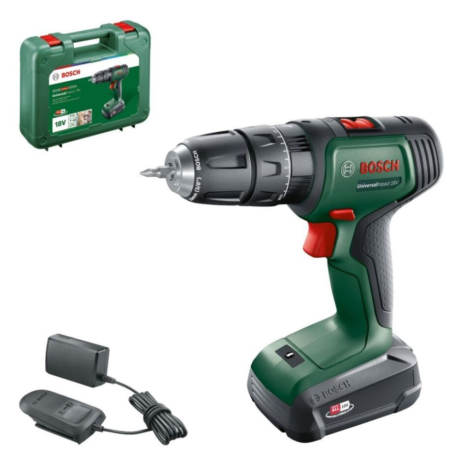 Bosch UniversalImpact 18V Çift Akülü Darbeli Vidalama Matkap (2x1.5Ah + Çanta) 06039D4102