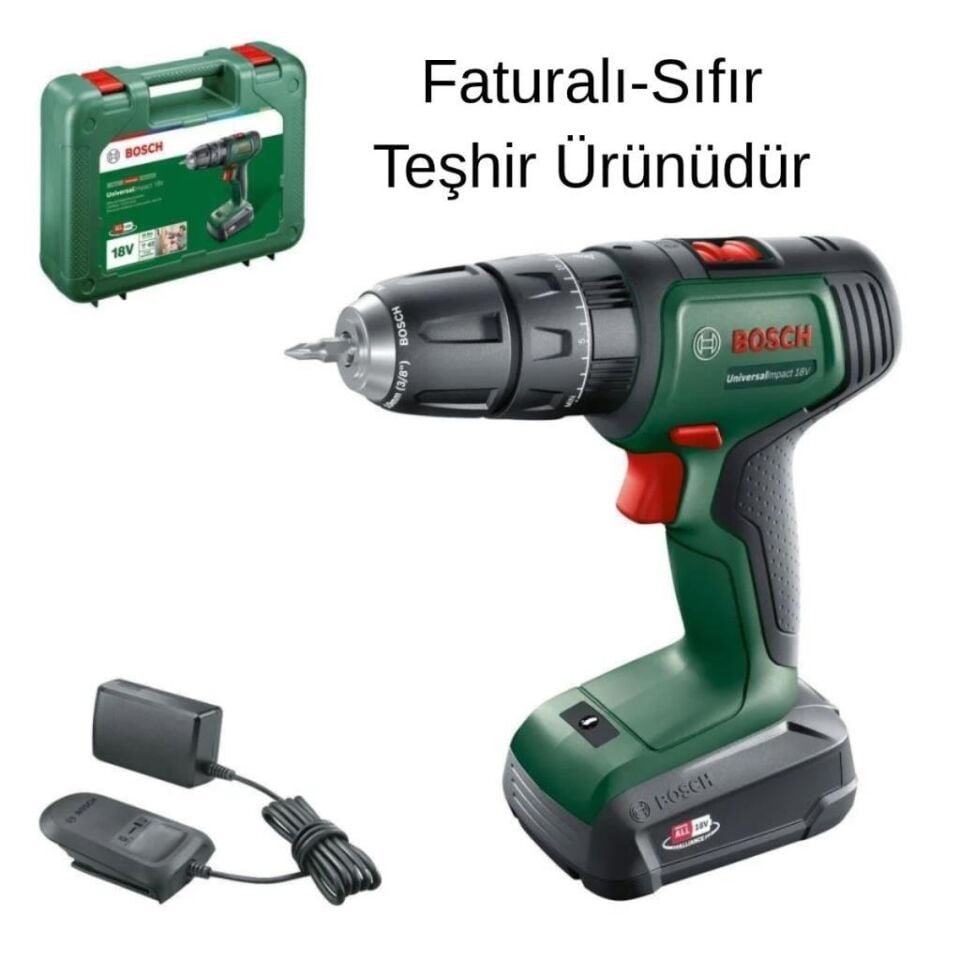 Bosch UniversalImpact 18V Çift Akülü Darbeli Vidalama Matkap (2x1.5Ah + Çanta) 06039D4102