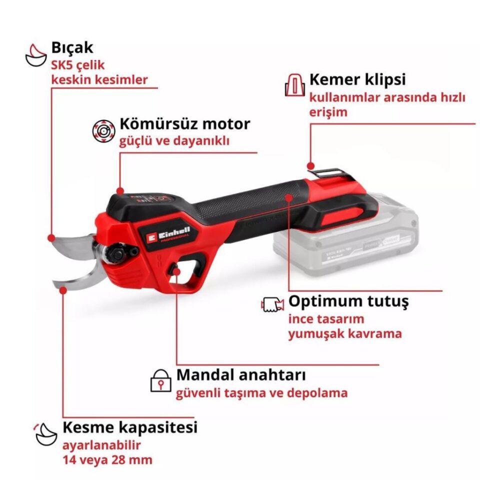 Einhell GP-LS 18/28 Li BL Solo Akülü Budama Makası 3408320