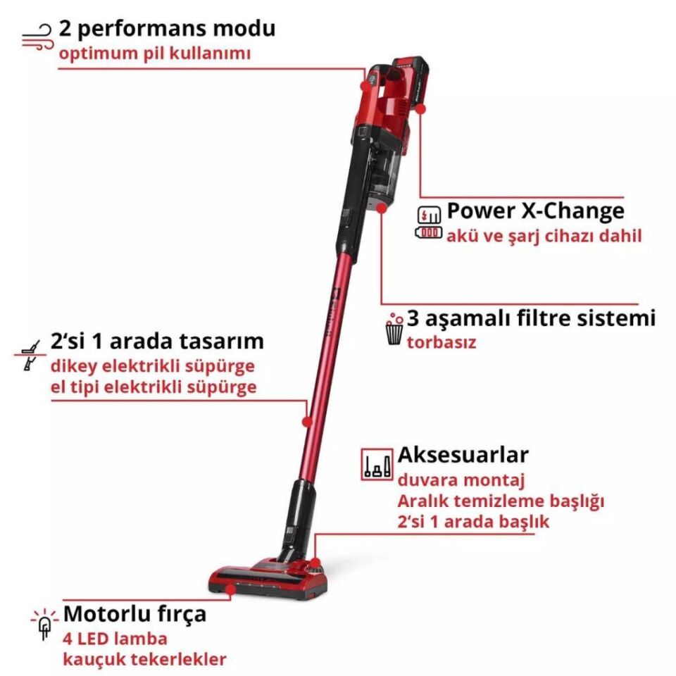 Einhell TE-SV 18 Li Akülü Dikey Süpürge (1x4,0 Ah) 2347187