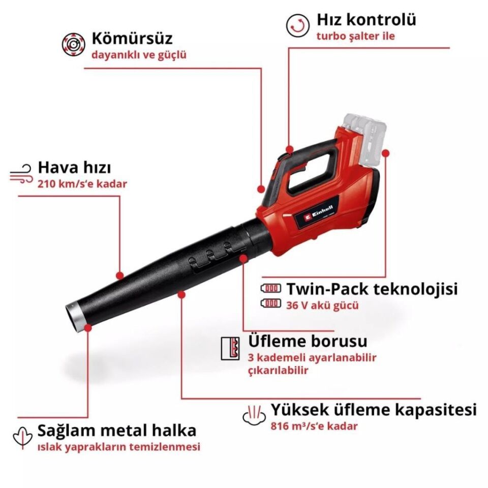Einhell GP-LB 36/210 Li E Akülü Yaprak Üfleme Makinesi 4x3 Amper 3433620