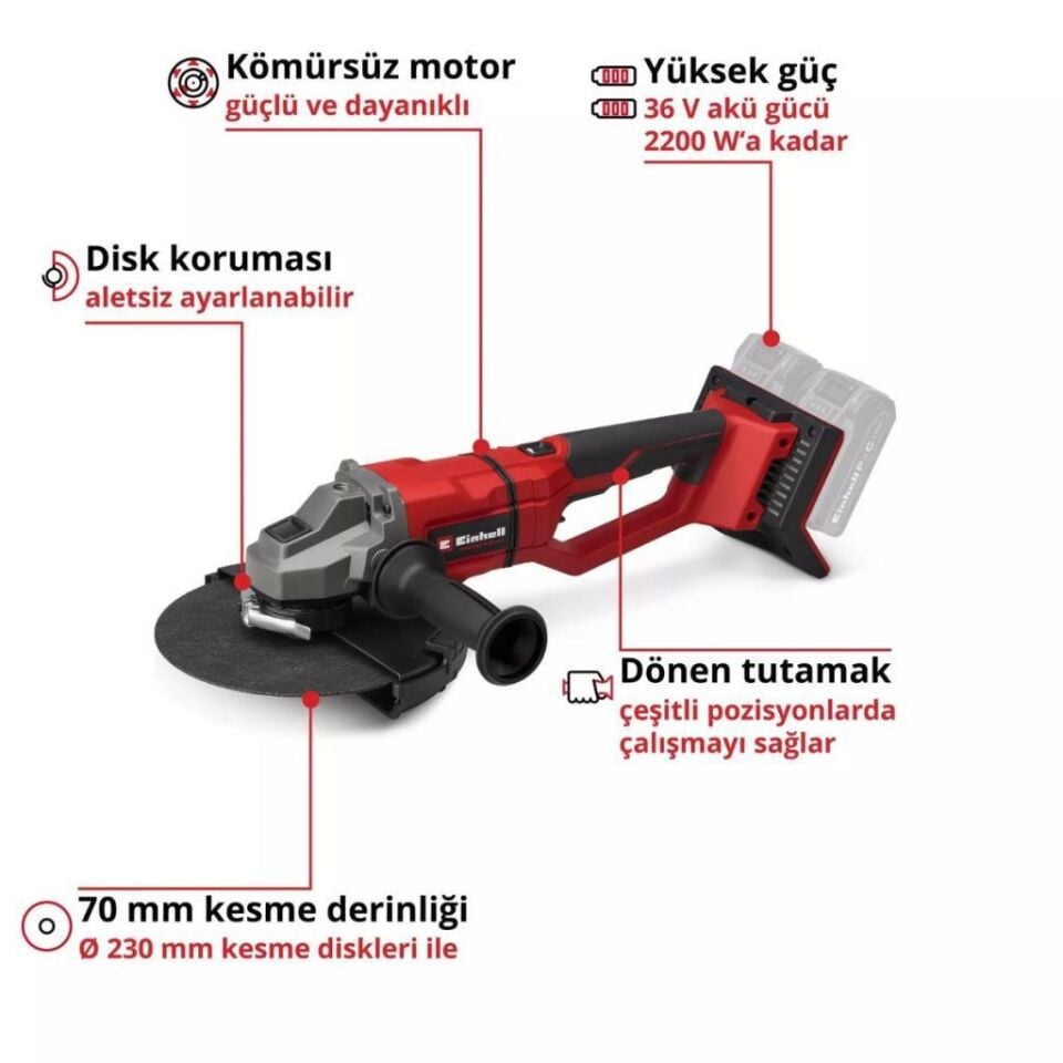 Einhell TP-AG 36/230-22 Li BL Akülü Avuç Taşlama Seti 4431161