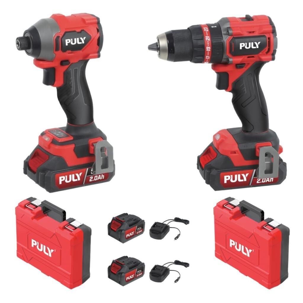 PULY Professional Kömürsüz Akülü Torklu Vidalama ve Matkap Seti