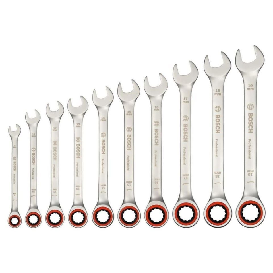 Bosch Professional Cırcır Anahtar Seti 10 Parça (8,10,12,13,14,15,16,17,18,19) 1600A02AU0
